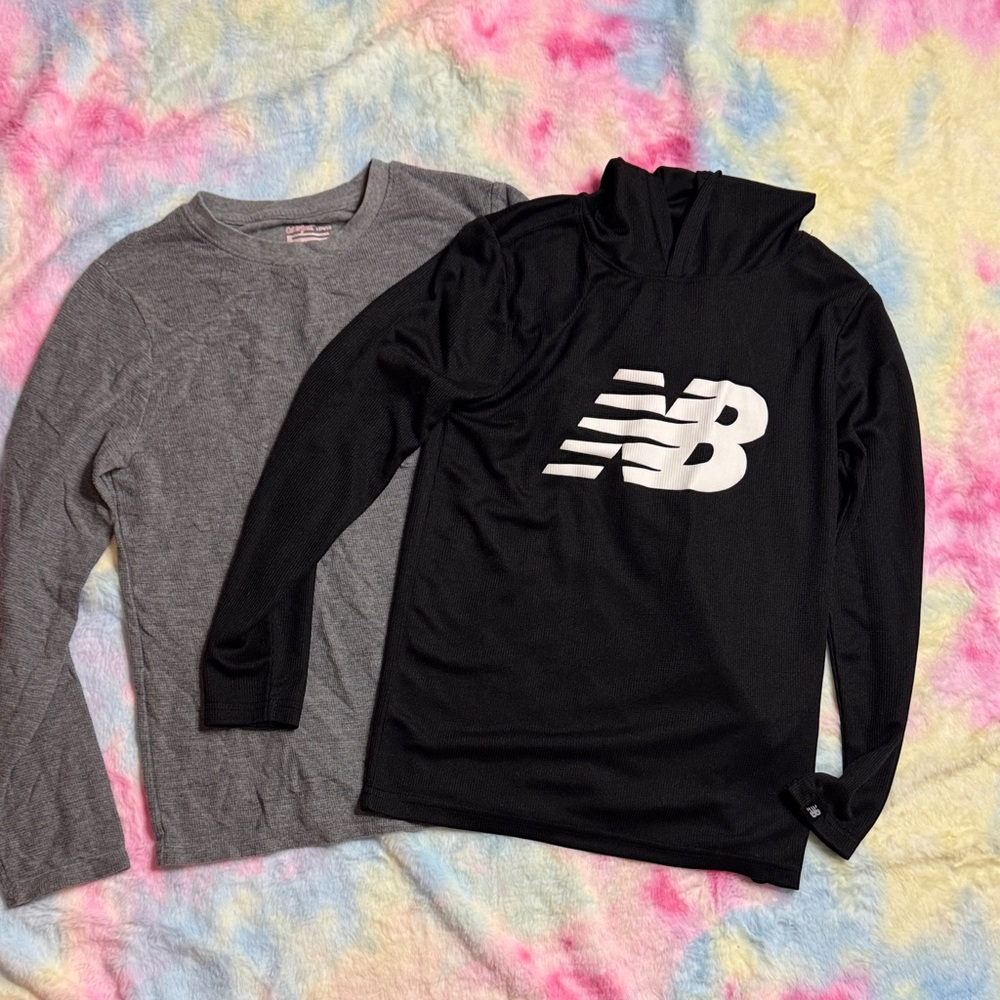 5/$25 Boys 10/12 Black and Gray Long Sleeve Shirts